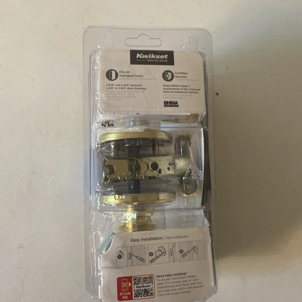 Kwikset Polished Brass Privacy Door Knob Hardware Locking for Bedrooms Bathrooms